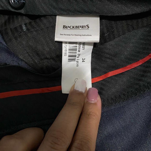 Men's Dark Navy BlackBerrys Size 34 W Dress Pants - Picture 6 of 10